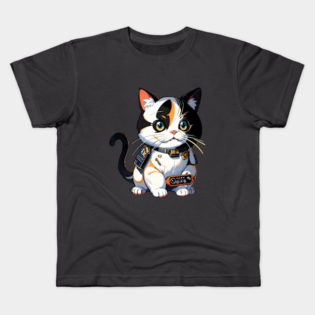 Star Cat Tshirt and Stickers Design Cute Cat Sci-Fi Characters Robot Carousel Kids T-Shirt by RobotCarousel